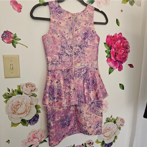 Ruume Girl's 12 Easter Spring Pink Purple Peplum Dress Gold Reflect - Picture 7 of 9